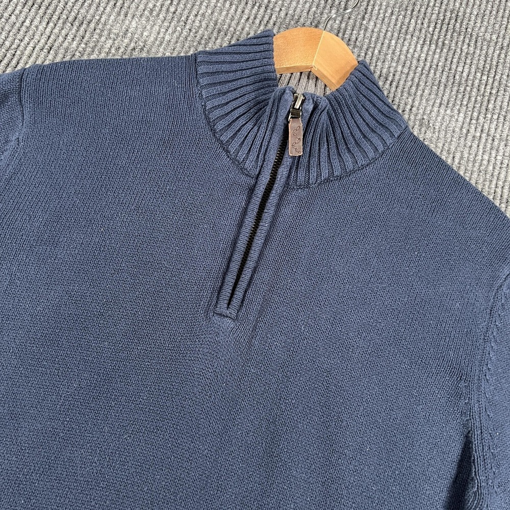 Eddie Bauer Sweater Mens Tall Large Blue Half Zip Pullover Cotton Knit Casual